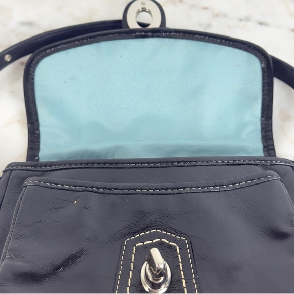 Vintage Coach Black Patent Flap Penny Top Handle Pouch F14283 - Picture 8 of 10